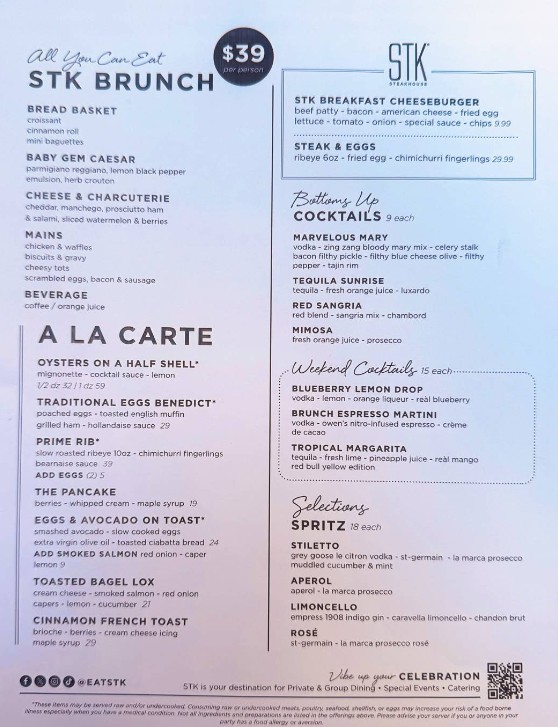 STK Steakhouse Menu & Prices: Luxury Dining, Steaks & Vibe Dining